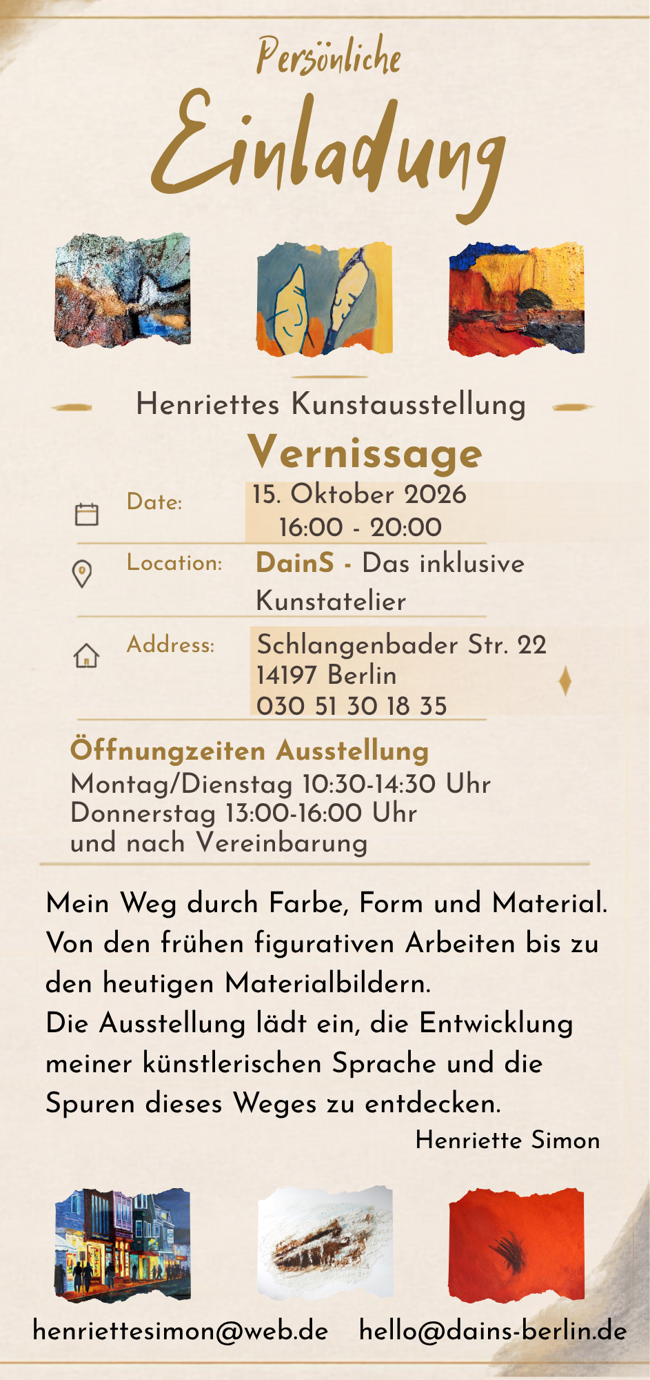 Flyer Rückseite Ausstellung Retrospektive H. Simon